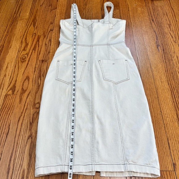 Zara Bodycon Overall Sleeveless corset Black Button Front Off White Denim Dress - Picture 15 of 16